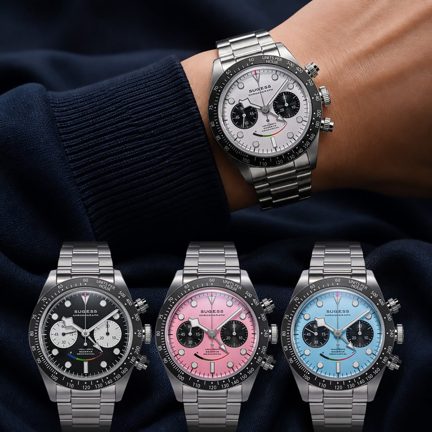 Sugess S475 Chronograph Pink Dial