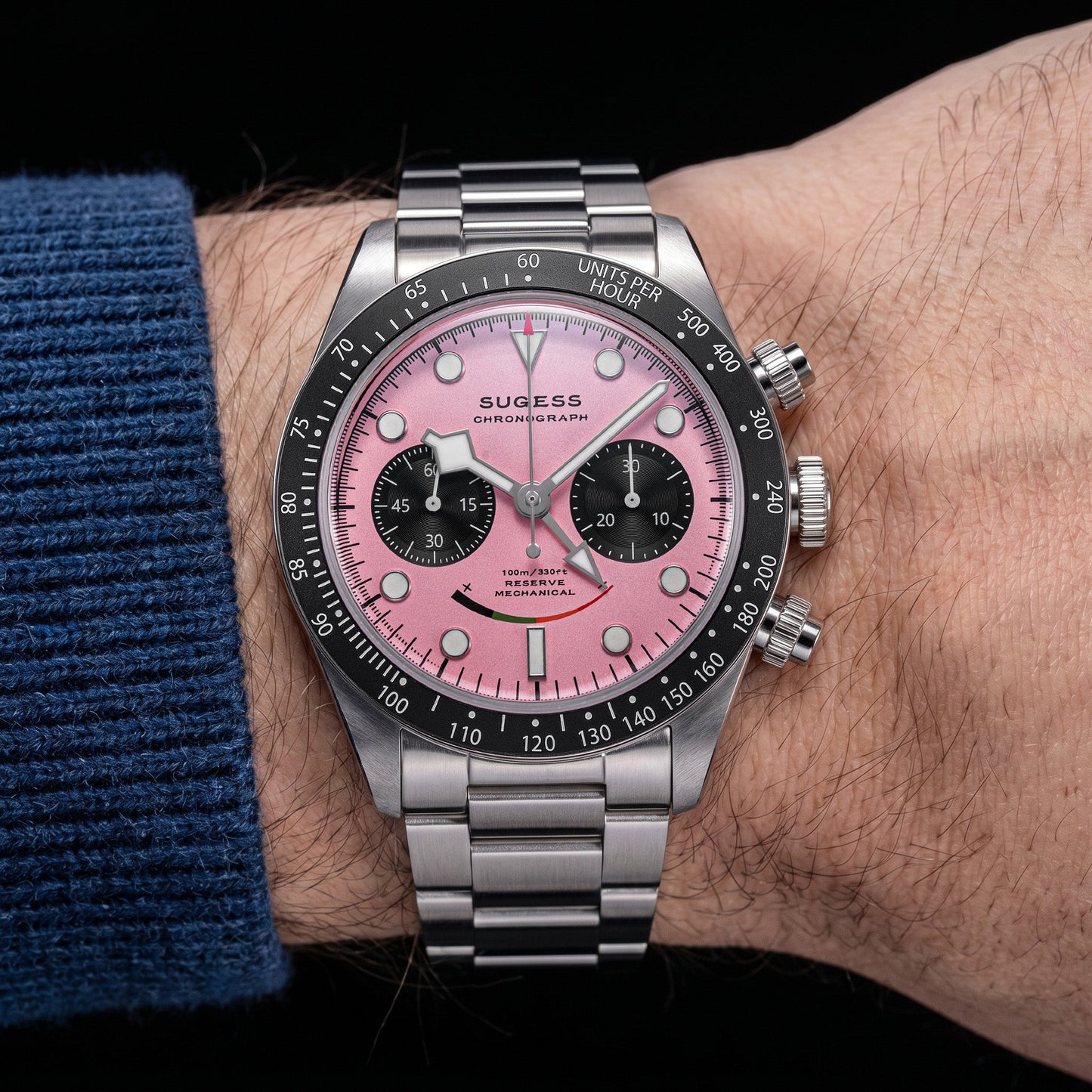 Sugess S475 Chronograph Pink Dial